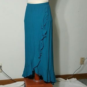 Womans In Studio Aqua Skirt Asemetrical Ruffel XL